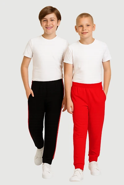 Boys Color Blocked Fleece Joggers 2 Pack, Multi,