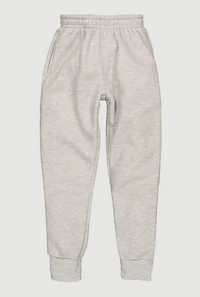 Boys Marled Pattern Mid Rise Pull On Joggers, Grey, Size 12-14