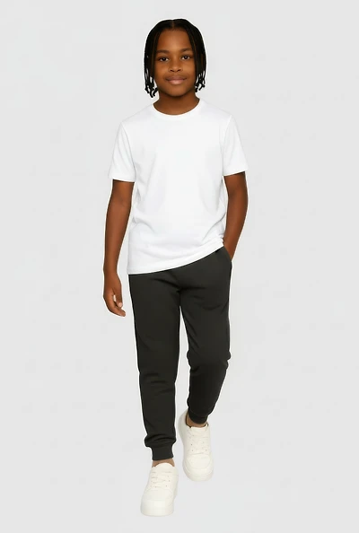 Boys Marled Fleece Lined Pull On Joggers