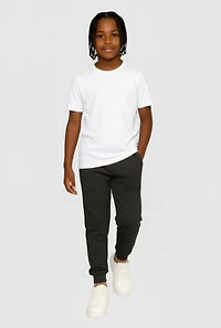 Boys Marled Fleece Lined Pull On Joggers