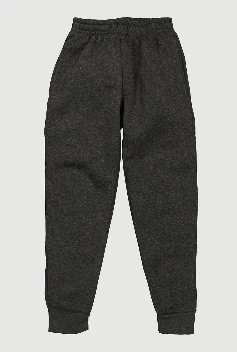 Boys Marled Fleece Lined Pull On Joggers