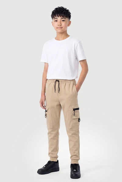 Boys Zip Detail Cargo Joggers