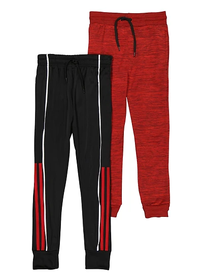 Boys Varsity Stripe Drawstring Joggers 2 Pack, Red, Size 8