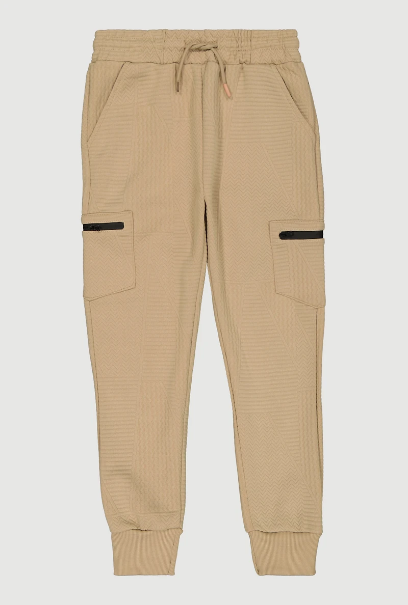 Boys Textured Knit Cargo Jogger