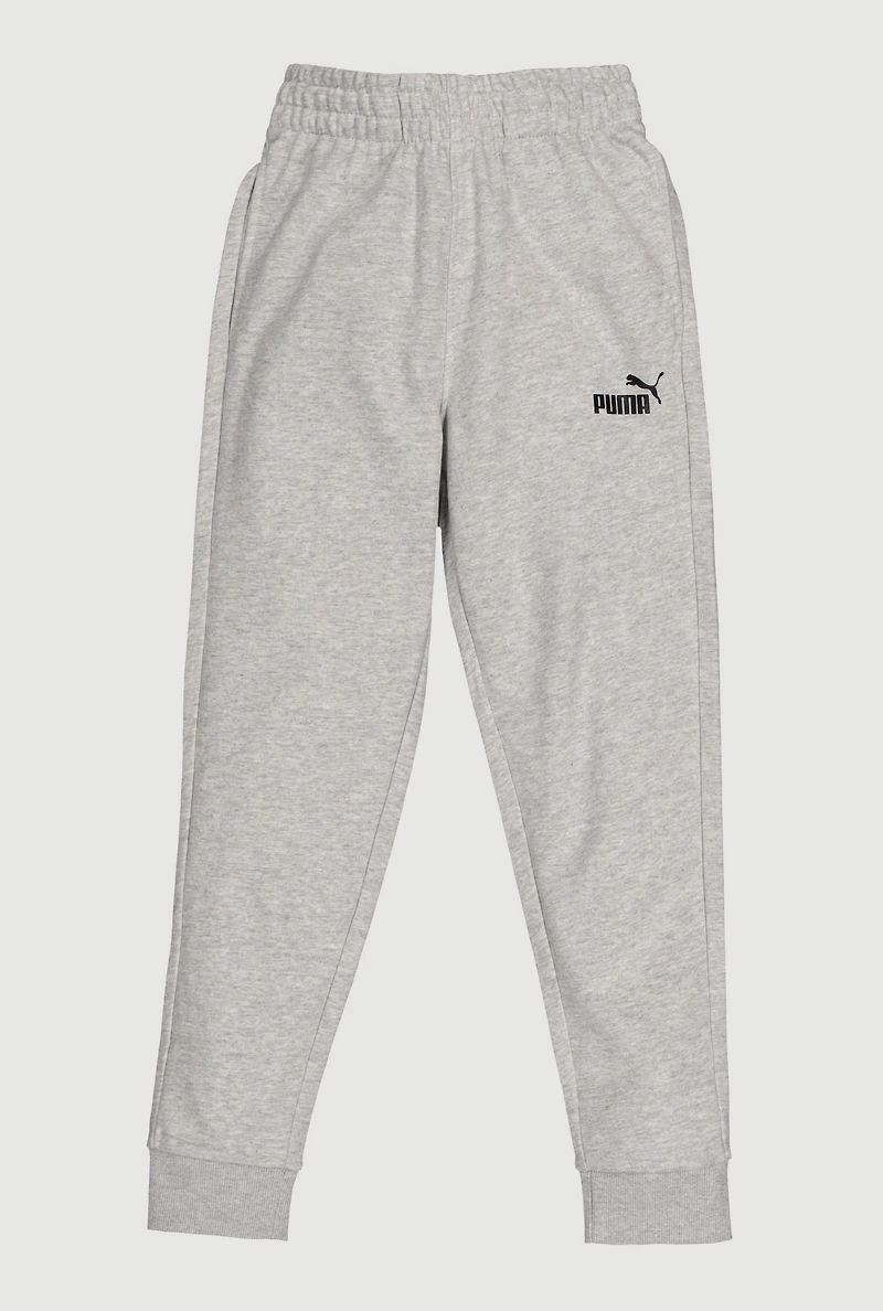 Boys Marled Puma Graphic Elastic Waist Joggers, Grey, Size XL