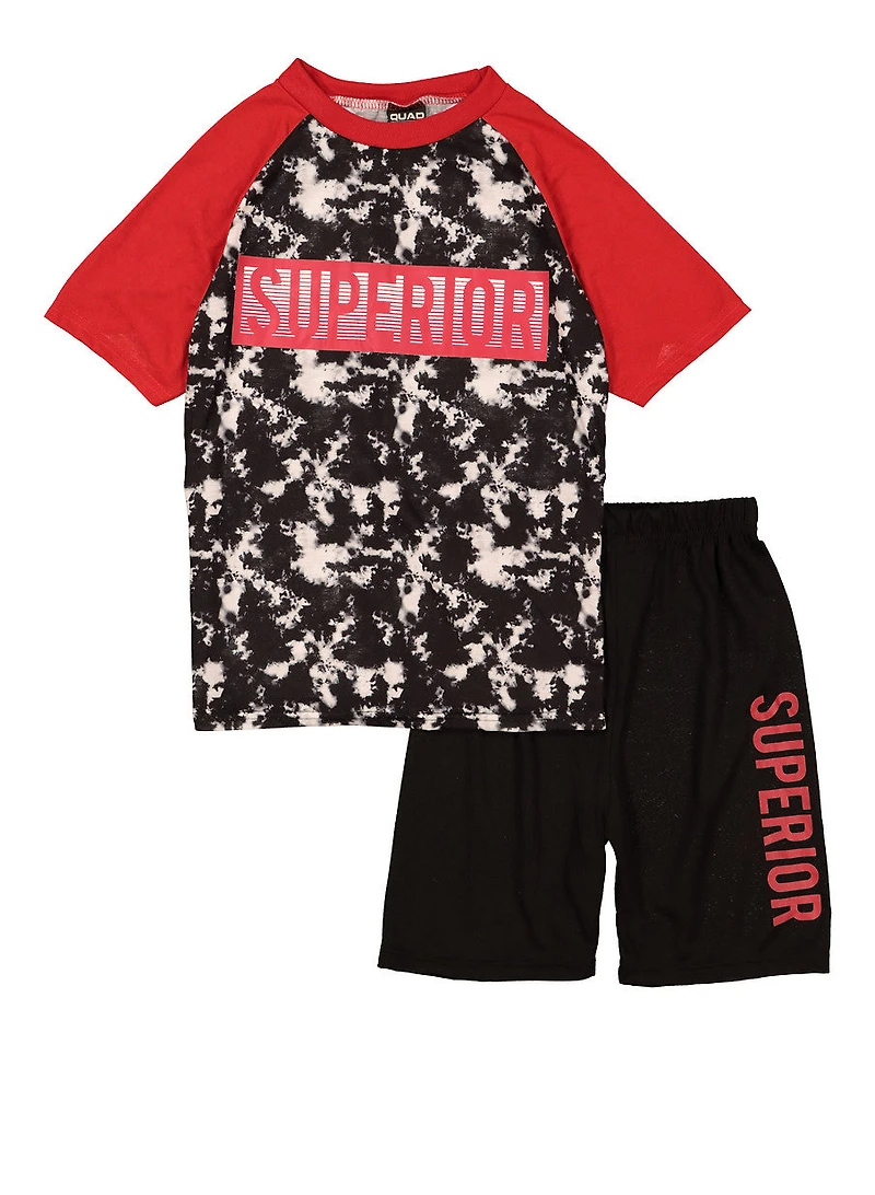 Boys Superior Tie Dye Pajama Tee and Shorts