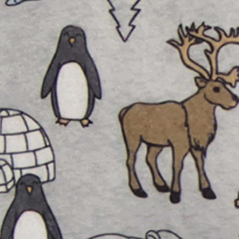 Little Boys Patterned Crew Neck Footed Pajamas