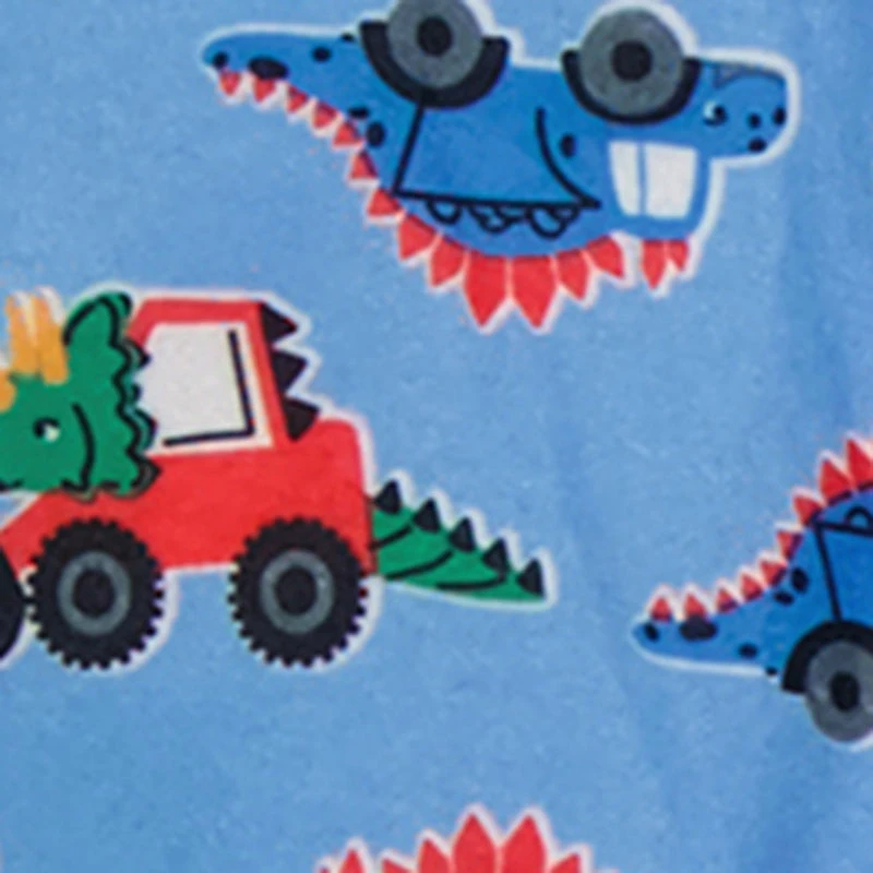 Little Boys Patterned Crew Neck Footed Pajamas