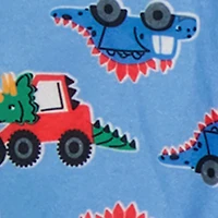Little Boys Patterned Crew Neck Footed Pajamas