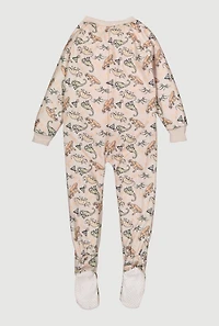 Little Boys Assorted Patterned Footed Pajamas, Beige, Size 7