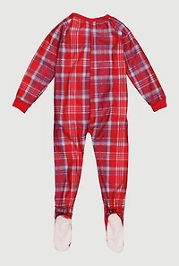 Little Boys Printed Pattern Zip Front Footed Pajamas, ,