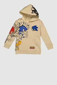 Little Boys Sonic The Hedgehog Hooded Graphic Sweatshirt, Beige,