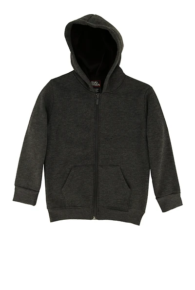 Little Boys Fleece Lined Zip Front Hoodie