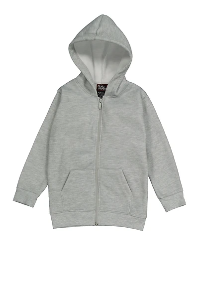 Little Boys Marled Zip Front Hoodie, Grey, Size 4