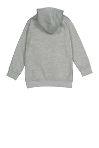 Little Boys Marled Zip Front Hoodie, Grey, Size 4