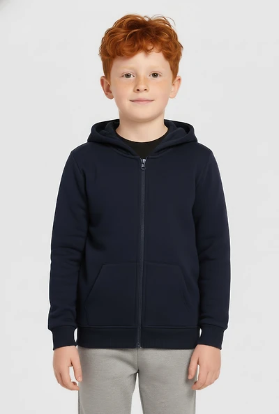 Little Boys Fleece Lined Zip Front Hoodie