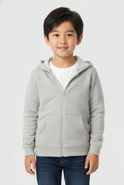 Little Boys Marled Zip Front Hooded Sweatshirt