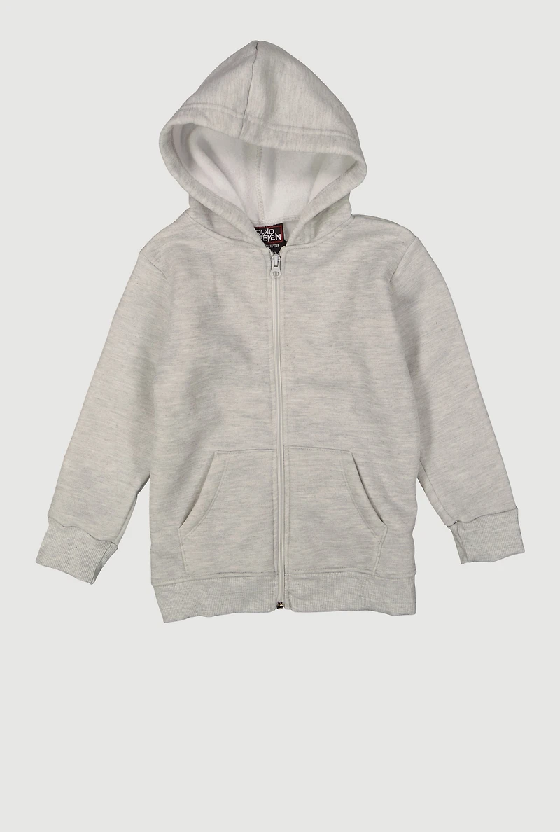 Little Boys Marled Zip Front Hooded Sweatshirt, Grey, Size 4