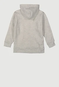 Little Boys Marled Zip Front Hooded Sweatshirt, Grey, Size 7