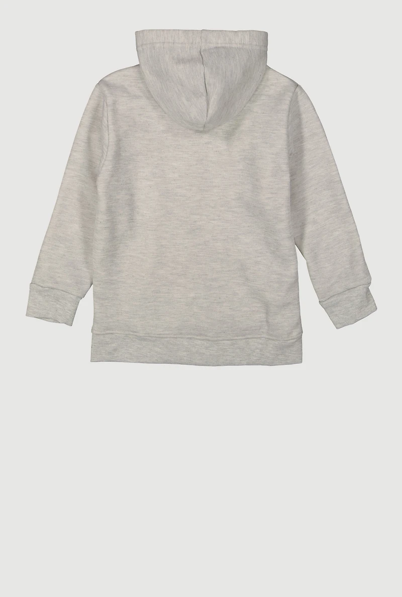 Little Boys Marled Zip Front Hooded Sweatshirt