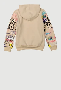 Little Boys Popeye Graffiti Graphic Pullover Hoodie, Beige,