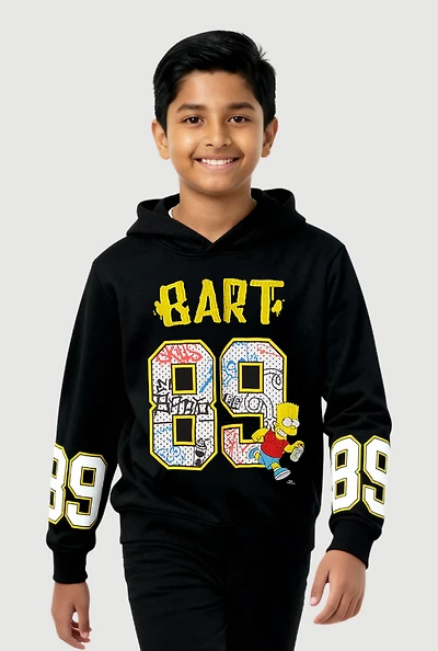 Boys Bart Simpson 89 Graphic Fleece Pullover Hoodie