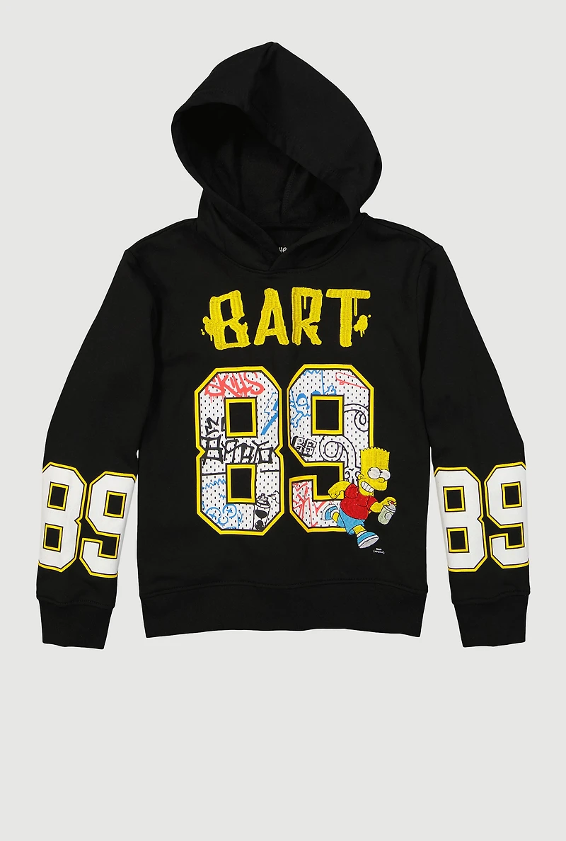 Boys Bart Simpson 89 Graphic Fleece Pullover Hoodie