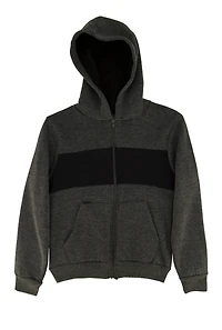 Boys Fleece Stripe Detail Zip Front Hoodie