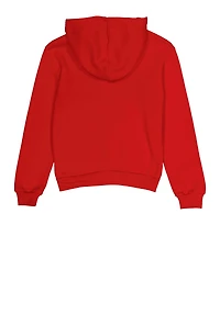 Boys Fleece Stripe Detail Zip Front Hoodie, Red, Size 16-18