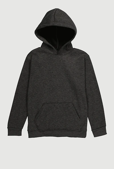 Boys Marled Kangaroo Pocket Pullover Hoodie, Grey,