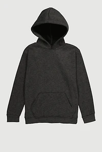Boys Marled Kangaroo Pocket Pullover Hoodie, Grey, Size 12-14