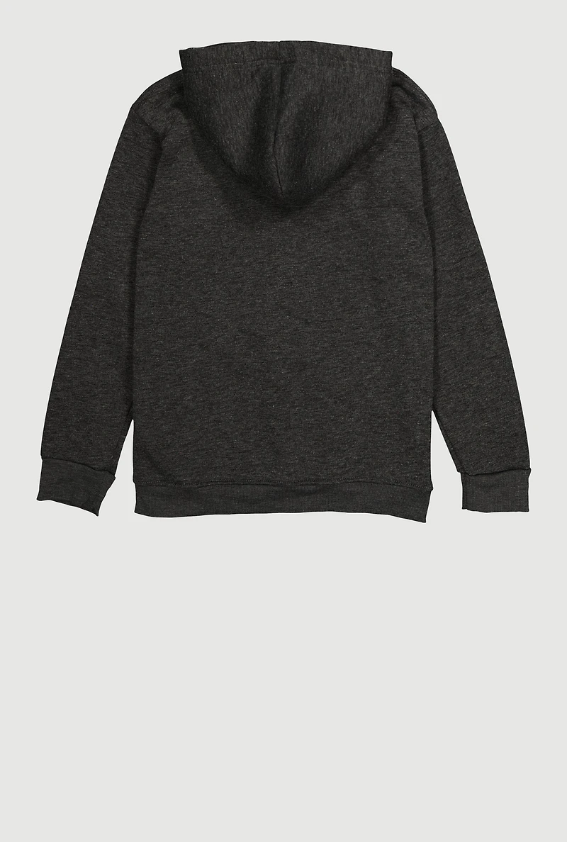 Boys Marled Kangaroo Pocket Pullover Hoodie, Grey,