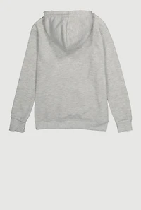 Boys Marled Fleece Lined Kangaroo Pocket Pullover Hoodie, Grey, Size 12-14