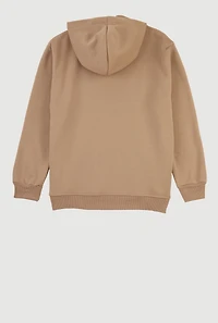 Boys Kangaroo Pocket Pullover Hoodie, Beige, Size 8-10