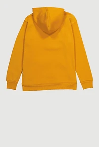 Boys Solid Kangaroo Pocket Pullover Hoodie, Yellow,