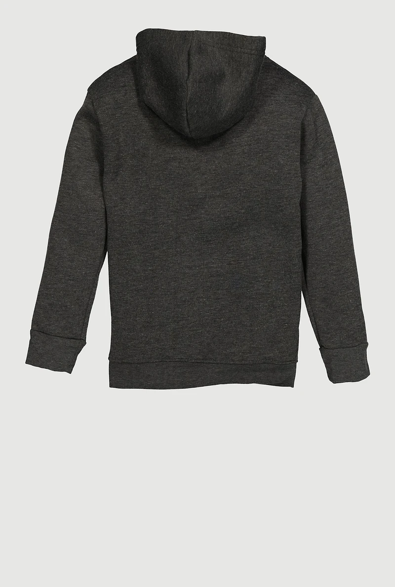 Boys Marled Pattern Zip Front Hooded Sweatshirt