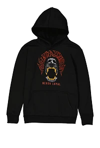 Boys Hungry Dogs Never Loyal Pullover Hoodie, Black, Size 8