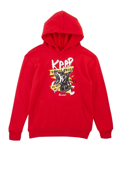 Boys Fleece Keep Out Graffiti Graphic Hoodie, Red, Size 8