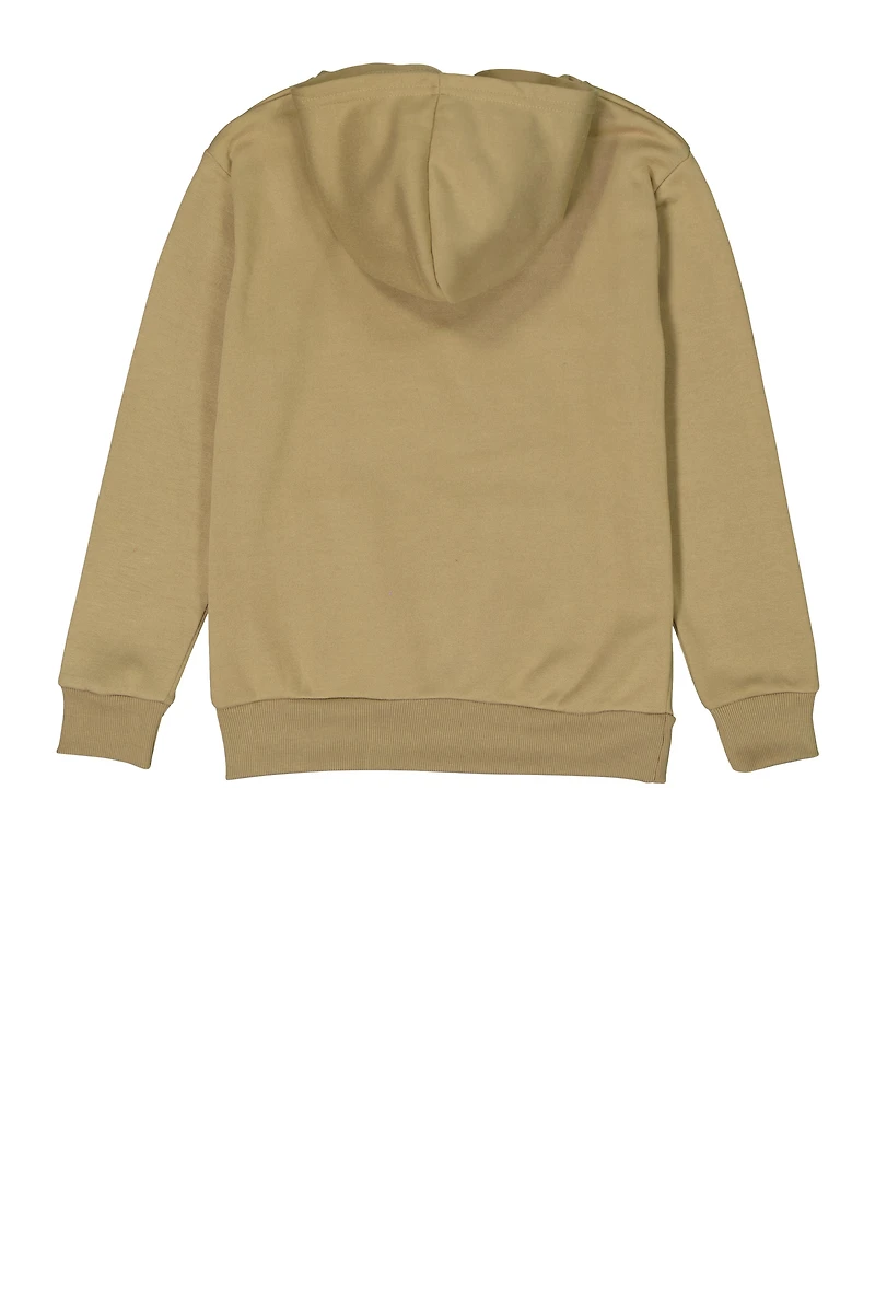 Boys Graphic Pullover Hoodie, Beige, Size 10-12