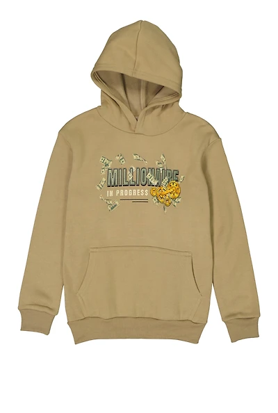 Boys Millionaire In Progress Pullover Hoodie, Beige, Size 8