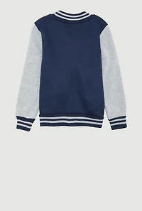 Boys Color Blocked Established One Patch Graphic Varsity Jacket, Multi,