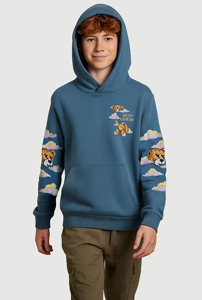 Boys Head In the Clouds Graphic Pullover Hoodie, Blue, Size M