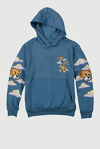 Boys Head the Clouds Graphic Pullover Hoodie, Blue,