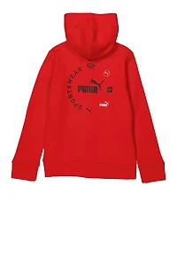 Boys Puma Sportswear Zip Front Hoodie, Red,