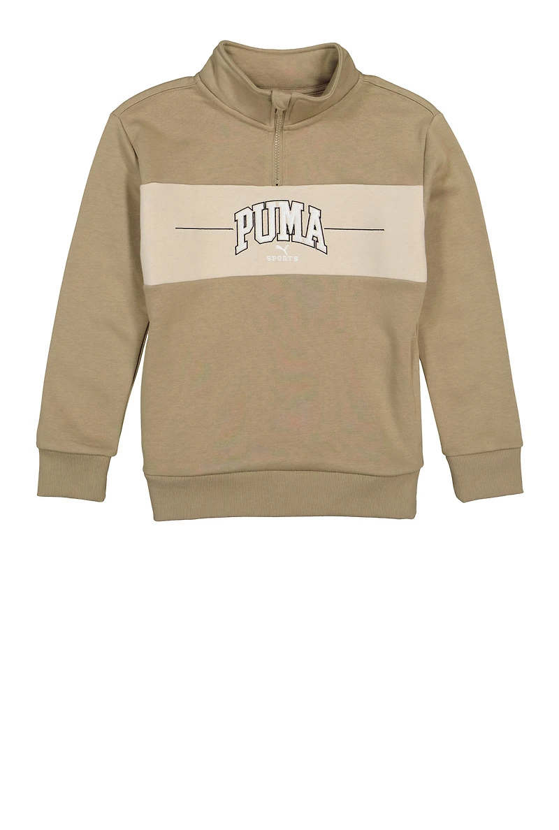 Boys Puma Sports Quarter Zip Sweatshirt, Beige, Size S