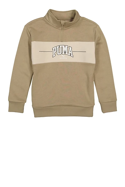 Boys Puma Sports Quarter Zip Sweatshirt, Beige, Size S
