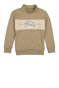 Boys Puma Sports Quarter Zip Sweatshirt, Beige, Size S