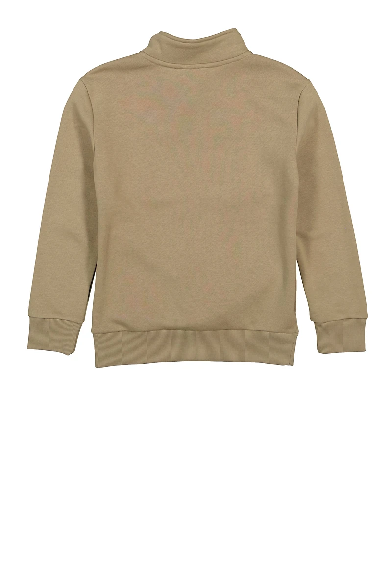 Boys Puma Sports Quarter Zip Sweatshirt, Beige, Size XL