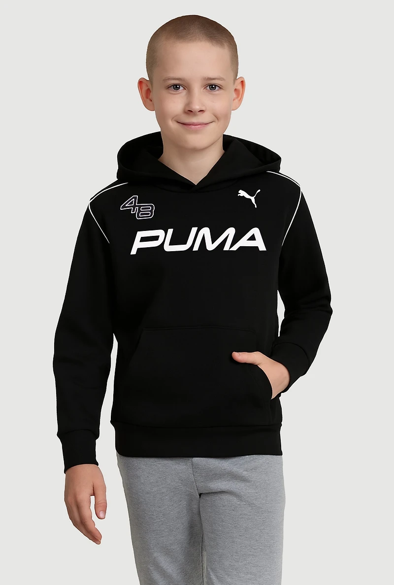 Boys Hooded 48 Puma Graphic Kangaroo Pocket Sweatshirt