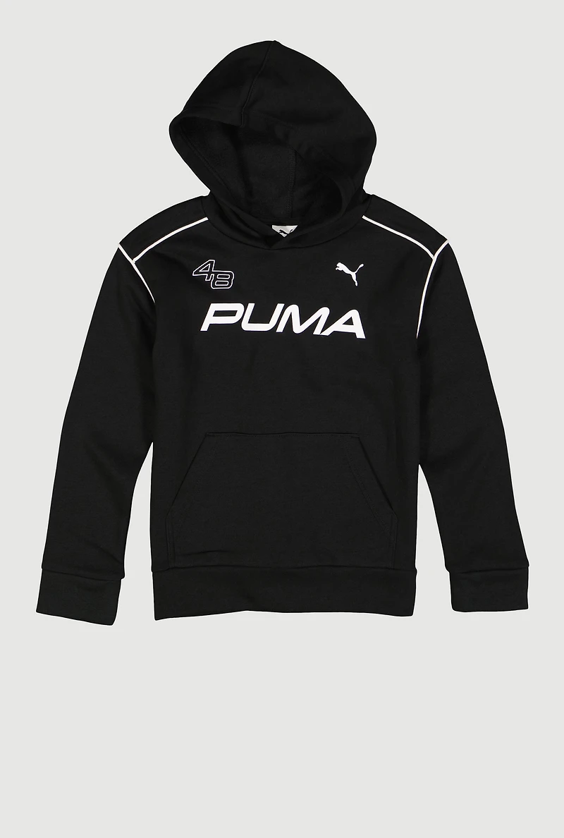 Boys Hooded 48 Puma Graphic Kangaroo Pocket Sweatshirt